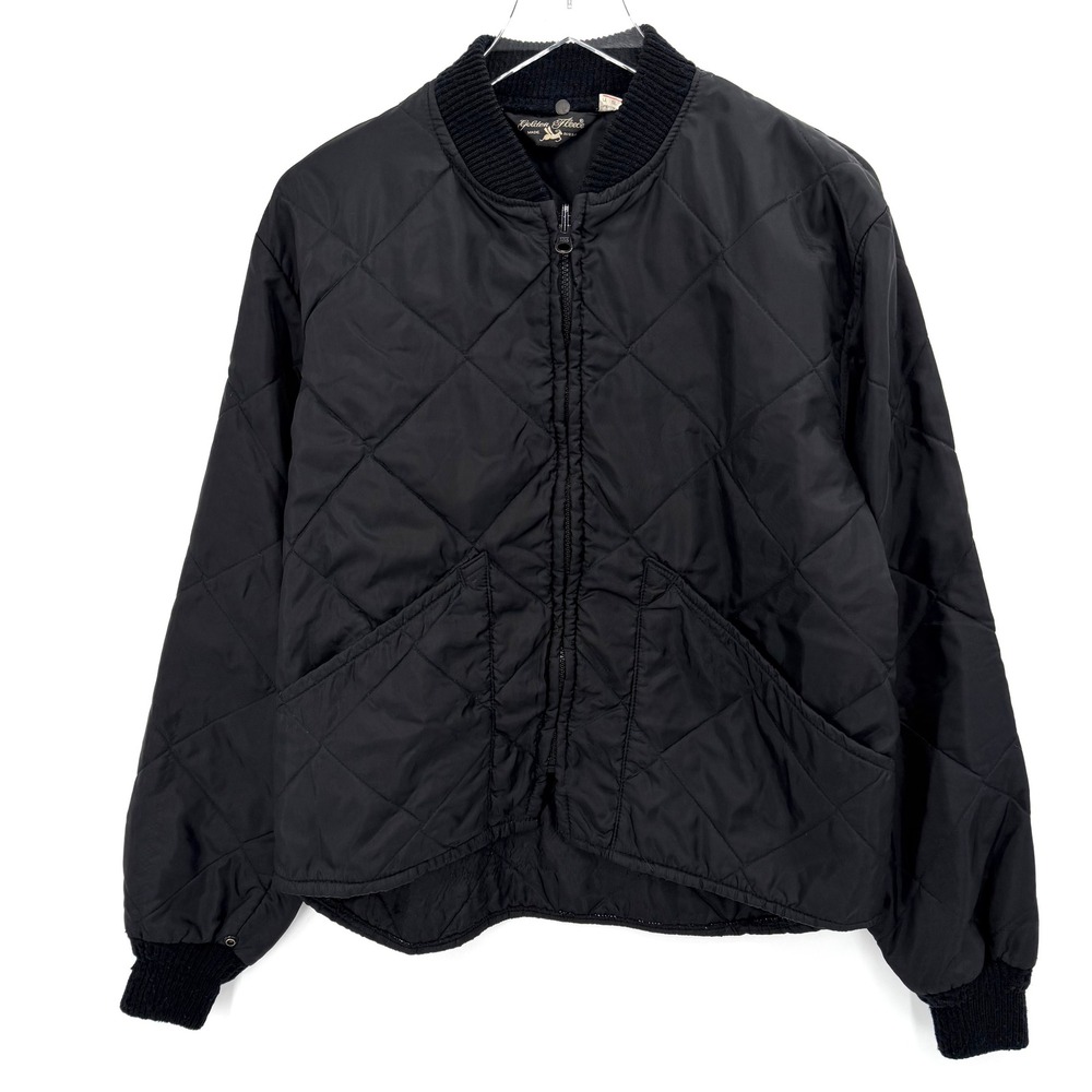 VTG Golden Fleece Black Quilted Bomber Liner Jacket Size 44 L/XL Made in USA